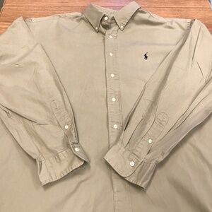 Ralph Lauren button down polo shirt size XXL long sleeve khaki blue polo logo